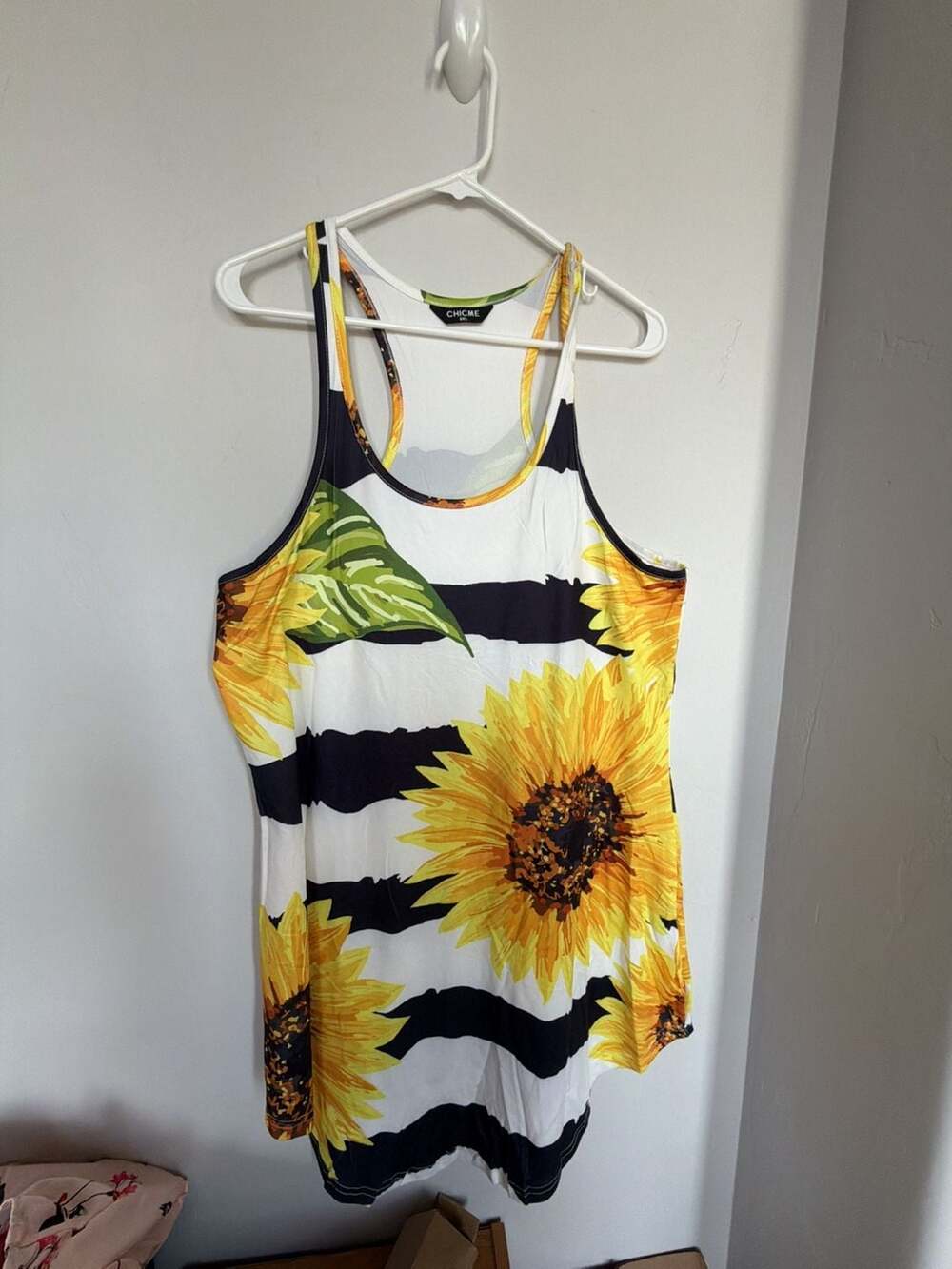 CHICME Women's Sunflower Striped Racerback Tank Top